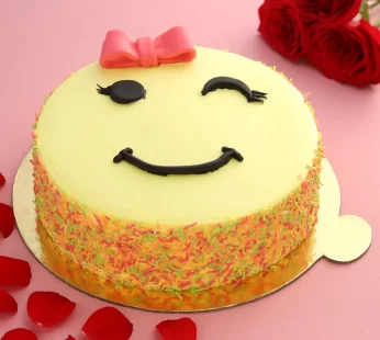 Cute Winking Emoji Butter Scotch Cake