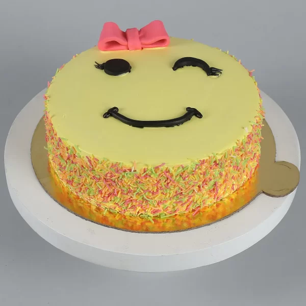 Cute Winking Emoji Butter Scotch Cake - Image 3