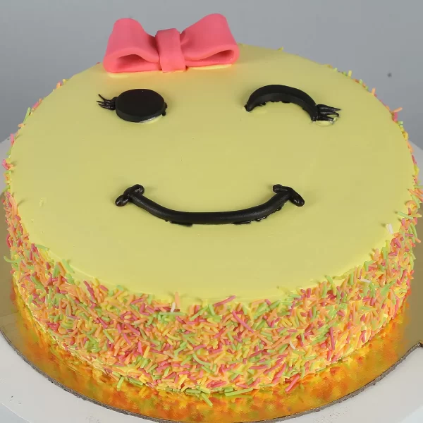 Cute Winking Emoji Butter Scotch Cake - Image 5