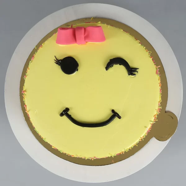 Cute Winking Emoji Butter Scotch Cake - Image 6