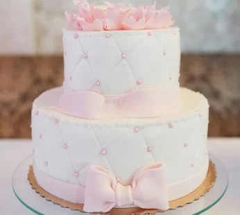 Pink Bow 2 Tier Truffle Cake