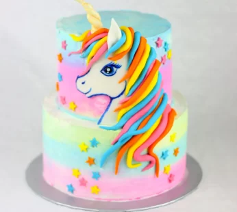 Two Tier Truffle Unicorn Cake