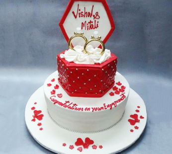 Red and White Engagement Cake